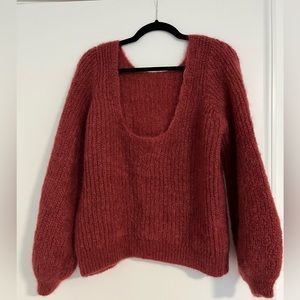 Sezane Lucy jumper / low back sweater size L in Rose Hiver color 82% Kid Mohair